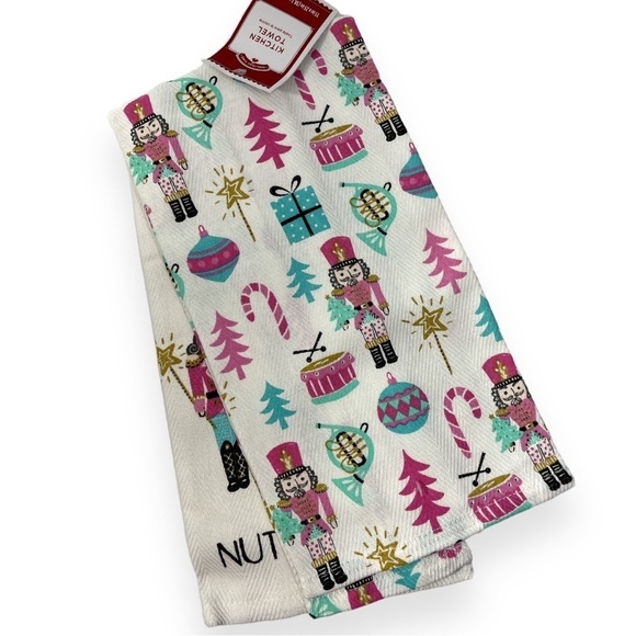 Christmas Nutcracker Kitchen Towels Pot Holder Bundle Lot of 3 Pink Turquoise - Picture 5 of 6